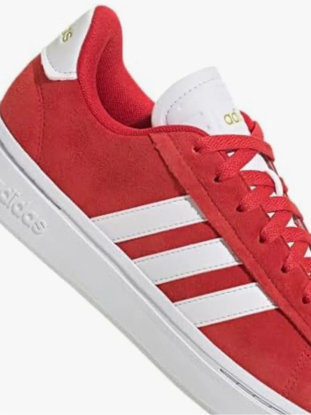 Adidas Grand Court Alpha Suede Low-Top Sneakers {Red/Wht/Gold} 9